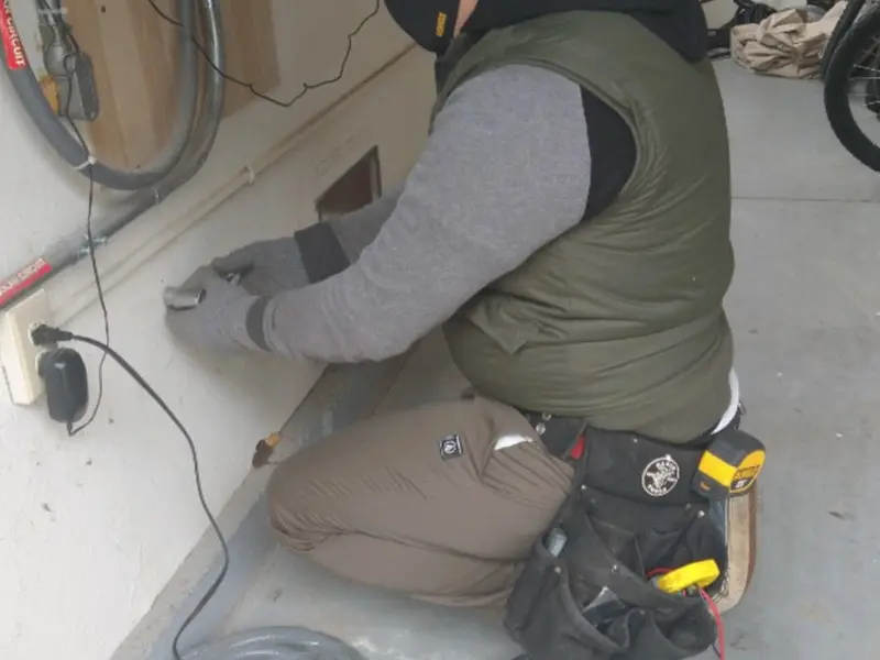 Electrician performing outlet wiring in a El Paso de Robles (Paso Robles) garage